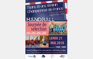 -18 Féminin Championnat de France - Journée de sélection (2001 à 2004) - Lundi 21 Mai 2018 - AMBERIEU